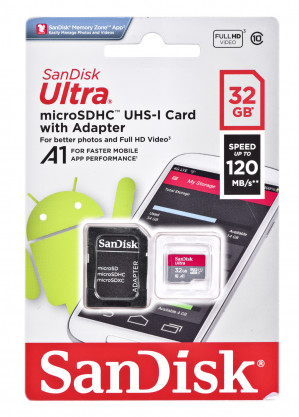 SANDISK ULTRA microSDHC 32 GB 120MB/s + ADAPTER