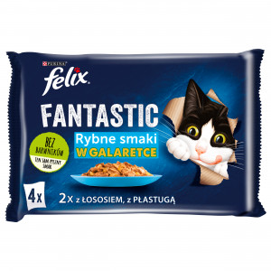 FELIX Fantastic Łosoś w galaretce + Gładzica w galaretce - saszetki dla kota - 4x85g