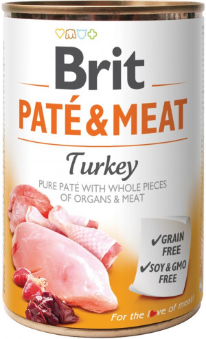 BRIT PATÉ & MEAT z indykiem - mokra karma dla psa - puszka - 400 g