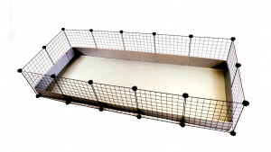 C&C Klatka modułowa dla świnki morskiej, królika, jeża 180x75 cm (5x2) - srebrno-szara