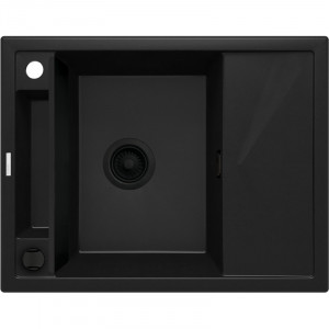 Zlewozmywak granitowy magnetyczny 1-komorowy z ociekaczem DEANTE czarny nero mat MAGNETIC