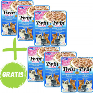 INABA Cat Twin Tuna & Chicken Scallop - przysmak dla kota - 3x(2x40g) + GRATIS
