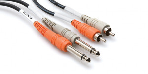Hosa - Kabel 2 x TS 6.35mm - 2 x RCA 1m