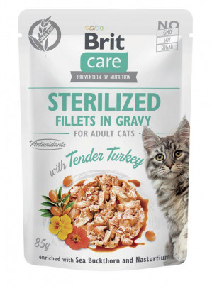 BRIT Care Cat Sterilized Tender Turkey Pouch - mokra karma dla kota - 85 g