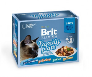BRIT Premium Cat Pouch Gravy Fillet Family Plate - mokra karma dla kota - 12 x 85 g