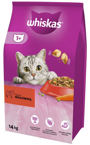 WHISKAS Wołowina 14kg - sucha karma dla kota