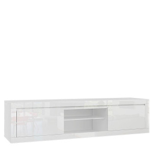 Szafka RTV 180x45x45 SPARKLE cała w białym połysku