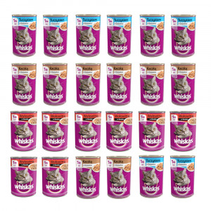 WHISKAS Adult MIX 3 SMAKÓW w galaretce i sosie - mokra karma dla kota - 24x400g