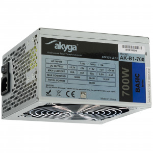 Akyga zasilacz basic atx 700w p4 fan12cm 5xsata 2xmolex 2xpci-e 6 i 6+2pin ak-b1-700