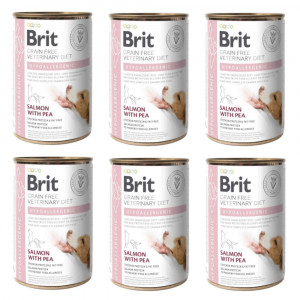 BRIT Grain Free Vet Diets Dog Hypoallergenic Łosoś & Groszek - mokra karma dla psa - 6x400 g