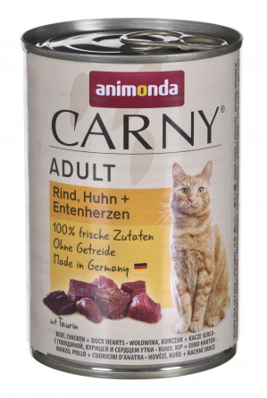 ANIMONDA Carny Adult smak: wołowina, kurczak i kacze serca - mokra karma dla kota - 400g