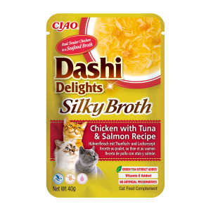 INABA CAT Dashi Delights Silky Broth Chicken with Tuna & Salmon - przysmak dla kota - 40g