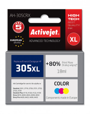 Activejet AH-305CRX Tusz do drukarki HP; Zamiennik HP 305XL 3YM63AE; Premium; 18 ml; color