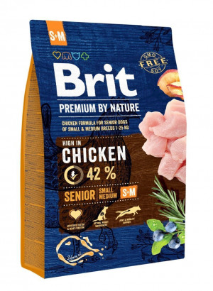 BRIT PREMIUM BY NATURE Senior S+M - sucha karma dla starszych psów średnich ras - 3 kg