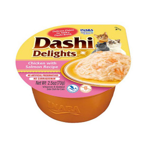 INABA Dashi Delights Kurczak z łososiem w bulionie - przysmak dla kota - 70 g