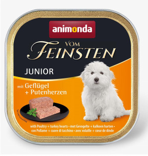 ANIMONDA Vom Feinsten Junior Drób i serca indyka - mokra karma dla psa - 150g