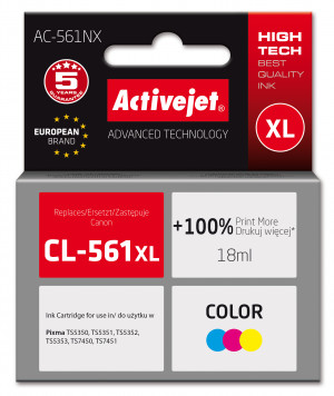 Activejet AC-561NX Tusz do drukarki Brother, Zamiennik Canon CL-561XL; Supreme; 18 ml; Color.