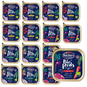 BUTCHER'S BIO Foods Dog - mokra karma dla psa MIX SMAKÓW - tacka 15x150g