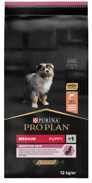 PURINA PRO PLAN Puppy Medium Sensitive Skin - sucha karma dla szczeniąt - 12 kg