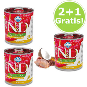 FARMINA N&D QUINOA Skin & Coat Duck - mokra karma dla psa - 2x285 g + 1 Gratis!