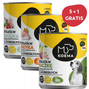 Koema 90% mięsa mix 3 smaków 400g x 6 (królik, indyk, kaczka)