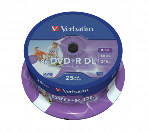 Dvd+r verbatim dl 8.5gb 8x printable sp 25szt 43667
