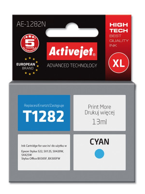 Activejet AE-1282N Tusz do drukarki Epson, Zamiennik Epson T1282; Supreme; 13 ml; błękitny.