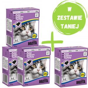 BOZITA Mięsne kawałki z indykiem w galaretce 4x370g
