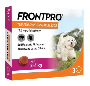 FRONTPRO Tabletki na pchły i kleszcze dla psa (2-4 kg) - 3x 11,3mg