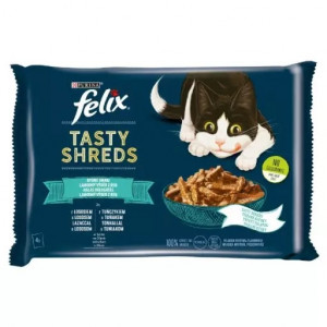 FELIX Tasty Shreds z Łososiem i z Tuńczykiem 4x80g