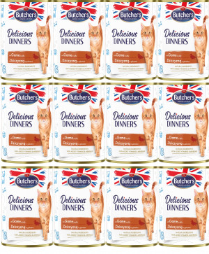 BUTCHER'S Delicious Dinners Kawałki z dziczyzną w galaretce - mokra karma dla kota - 12x400g