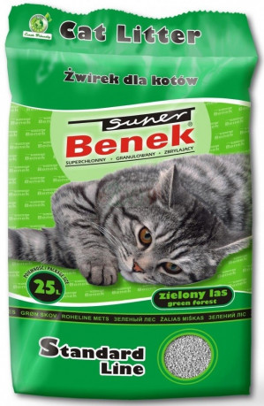 CERTECH Super Benek Standard Zielony Las - żwirek dla kota zbrylający 25 l (20 kg)