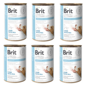 BRIT Grain Free Vet Diets Dog Obesity Jagnięcina & Groszek - mokra karma dla psa - 6x400 g