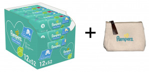Chusteczki Pampers FreshClean12x52 + Kosmetyczka gratis