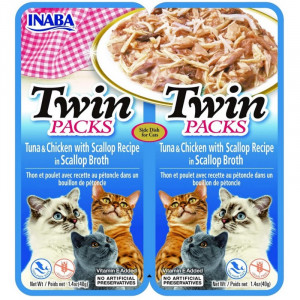 INABA Twin Tuna & Chicken with scallop recipe in scallop broth - przysmak dla kota - 2x40g
