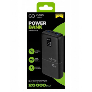VIGGO POWERBANK 20000MAH 1XUSB-C 2XUSB PD LCD BLACK