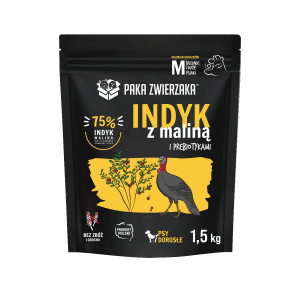 PAKA ZWIERZAKA Indyk z maliną M - sucha karma dla psa - 1,5kg