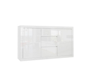 Komoda 155x90x40 SPARKLE cała w białym połysku