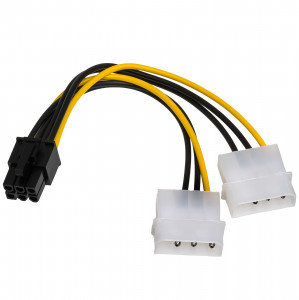 Kabel zasilający Akyga AK-CA-13 ( 2X MOLEX / PCI-E 6-pin F-M PVC 0,15m czarno-żółty )