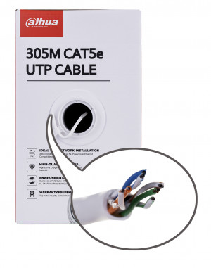 Kabel sieciowy DAHUA drut, 100% miedź PFM920I-5EUN (UTP; 305m; kat. 5e)