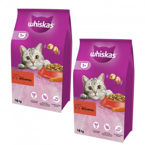 WHISKAS z Pyszną Wołowiną - sucha karma dla kota powyżej 1 roku życia - 2x14kg
