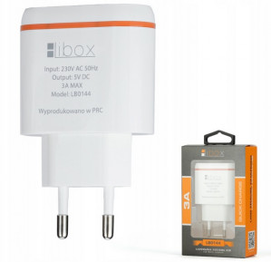 LIBOX ŁADOWARKA SIECIOWA USB, 3,0A, LB0144 BIAŁA