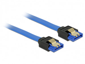 Delock kabel SATA 6 Gb/s prosty/prosty, 50cm, niebieski, złote zatrzaski