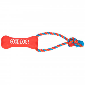 DINGO Zabawka sznur z kością czerwoną dł.13cm