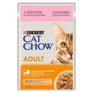 Purina Cat Chow z łososiem i zieloną fasolką w galaretce 85g