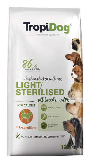 TROPIDOG Light Sterilised Adult - sucha karma dla psa - 12 kg