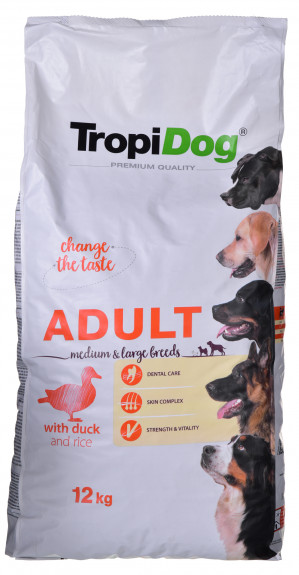 TROPIDOG PREMIUM ADULT M&L DUCK&RICE 12 KG