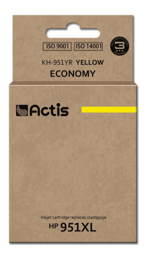 Actis KH-951YR Tusz do drukarki HP, Zamiennik HP 951XL CN048AE; Standard; 25 ml; żółty.