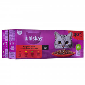 WHISKAS Klasyczne posiłki w sosie - mokra karma dla kota - 40x85 g