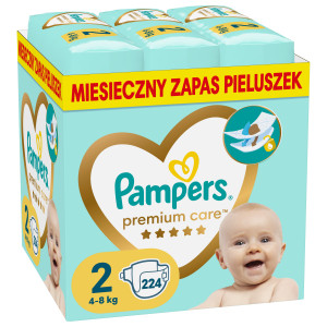 Pampers Pieluchy Premium Care 4-8kg, rozmiar 2-MINI, 224szt